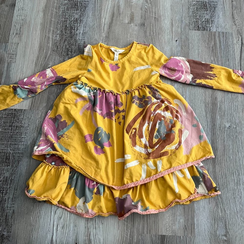 Matilda Jane Perfect Fantasy Dress Mustard Yellow Floral Size 4